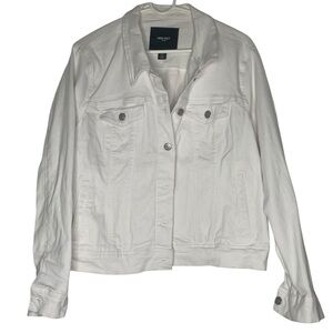 Nine West Plus Size Sarah White denim Jean Jacket Button front Pockets Size XXL